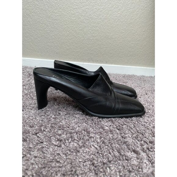 CORDANI Black Leather Slip Ons Mule Heels Size 6 - Picture 9 of 13
